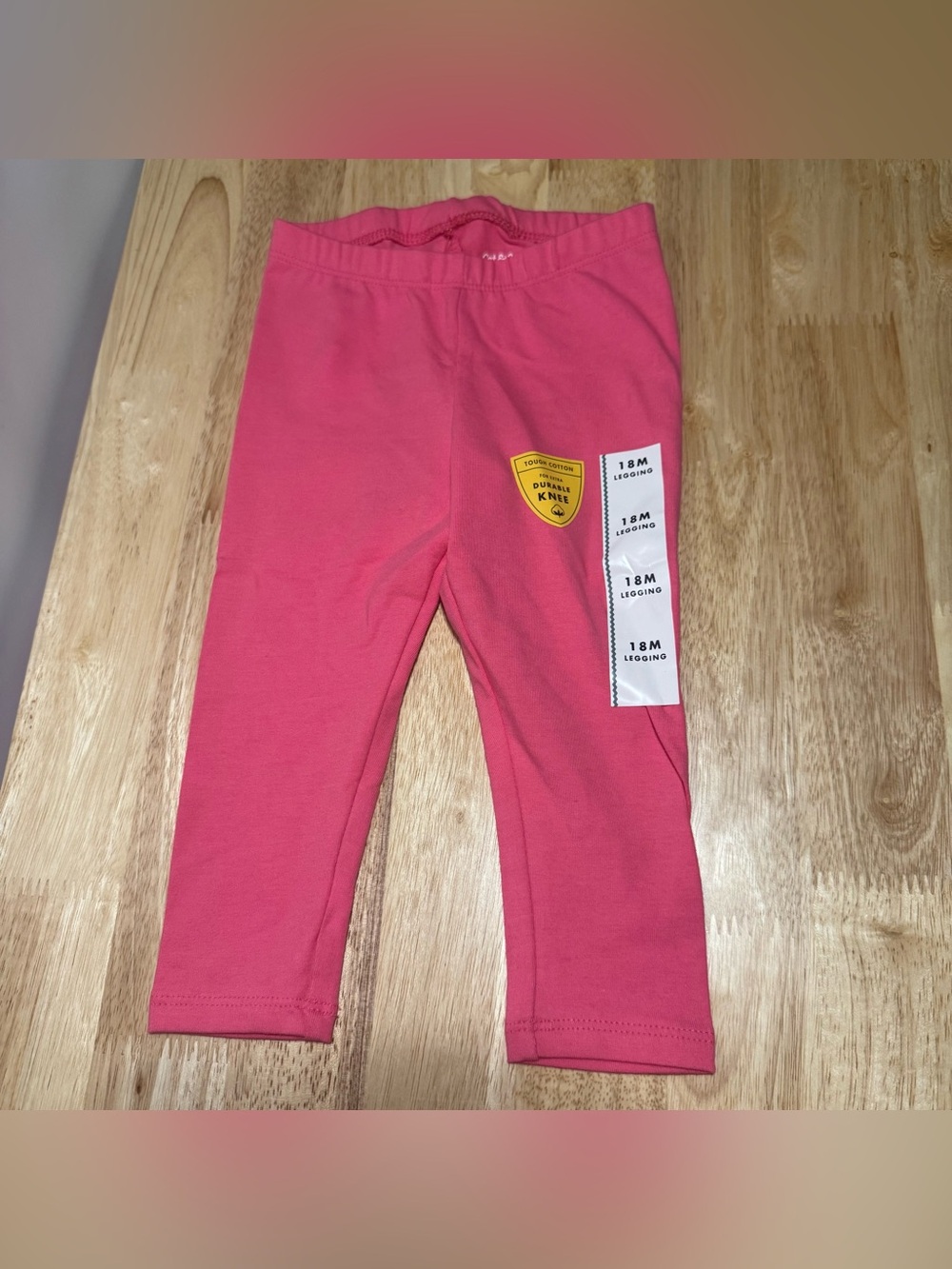 Cat & Jack Girls Pink Leggings 18 Months Durable Knees Stretch Cotton Playwear
